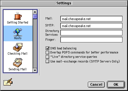 Eudora Pro 4.x - Hosts
