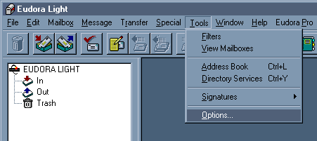 Eudora Lite - Menu Bar