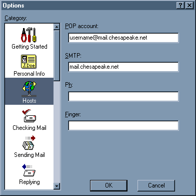 Eudora Lite - Hosts