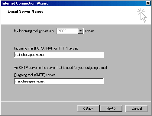 Microsoft Outlook 2000 - E-mail Server Names