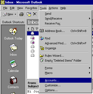 Microsoft Outlook 2000 - Menu Bar