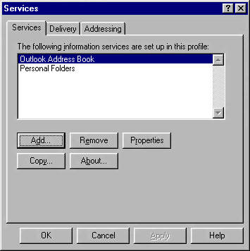 Microsoft Outlook 97 - Services