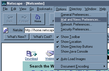 Netscape Navigator Mail - Menu Bar