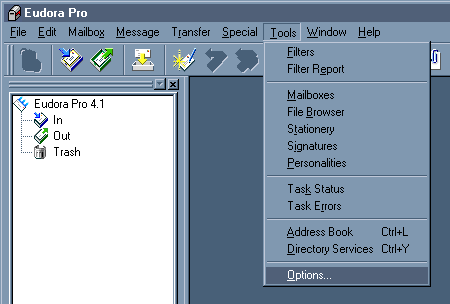 Eudora Pro 4.x - Menu Bar